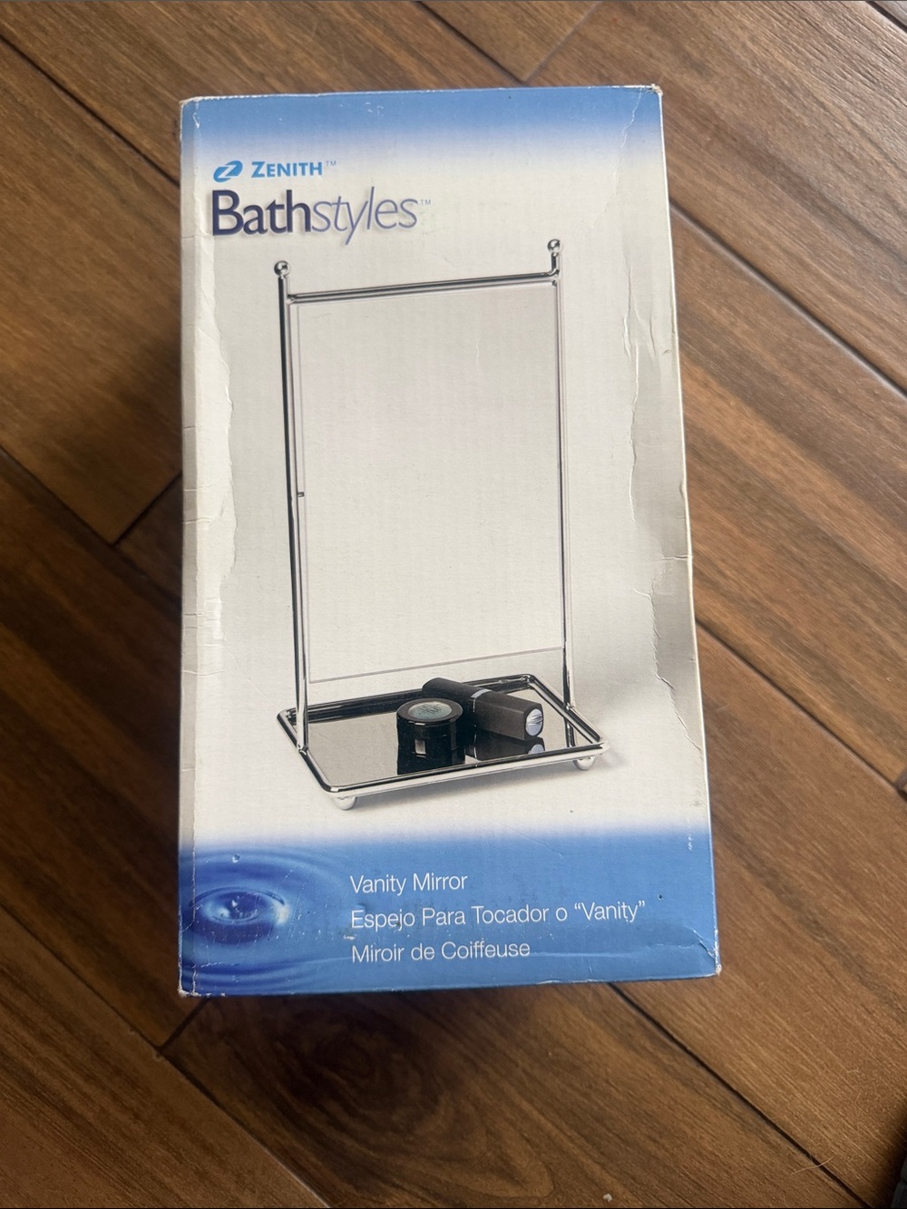 New Zenith Bathstyles Polished Chrome Vanity Mirror - Silver/Blue Box